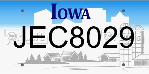 JEC8029 Iowa License Plate