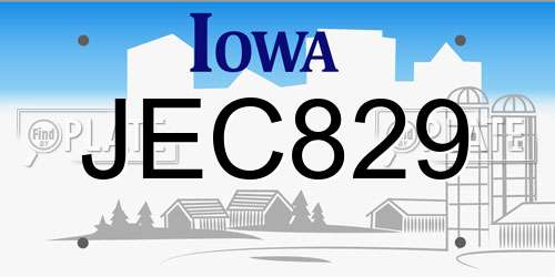 JEC829 Iowa License Plate