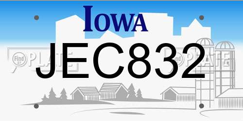 JEC832 Iowa License Plate