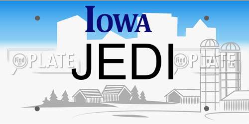 JEDI Iowa License Plate