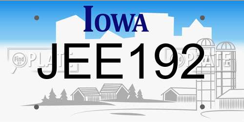 JEE192 Iowa License Plate