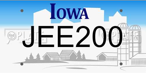 JEE200 Iowa License Plate