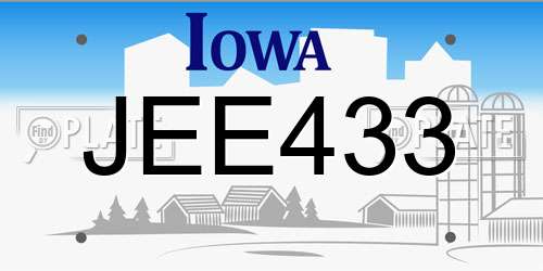 JEE433 Iowa License Plate