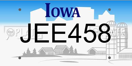 JEE458 Iowa License Plate