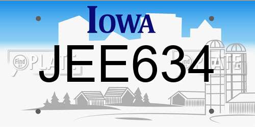JEE634 Iowa License Plate