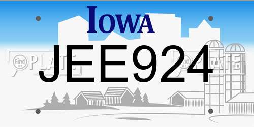 JEE924 Iowa License Plate