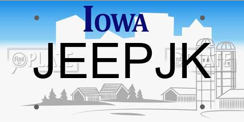 JEEPJK Iowa License Plate