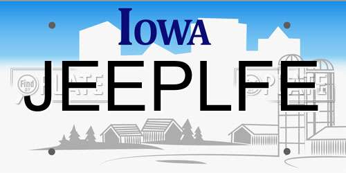 JEEPLFE Iowa License Plate