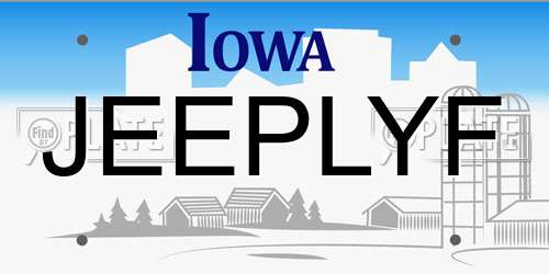 JEEPLYF Iowa License Plate