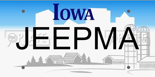 JEEPMA Iowa License Plate