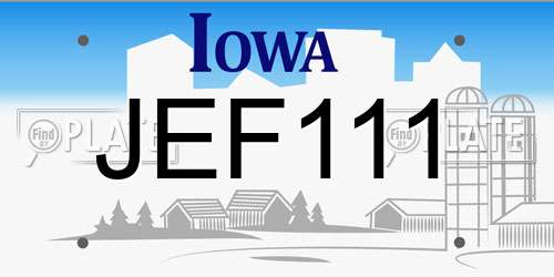 JEF111 Iowa License Plate
