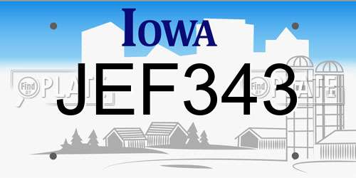 JEF343 Iowa License Plate