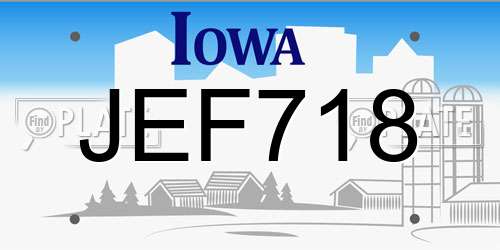 JEF718 Iowa License Plate