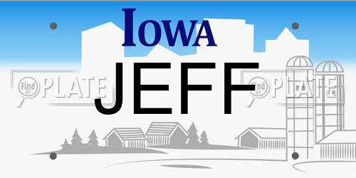 JEFF Iowa License Plate