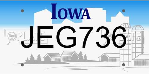JEG736 Iowa License Plate
