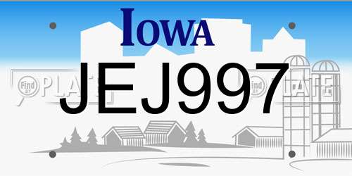 JEJ997 Iowa License Plate