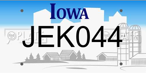 JEK044 Iowa License Plate