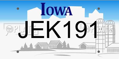 JEK191 Iowa License Plate