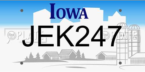 JEK247 Iowa License Plate
