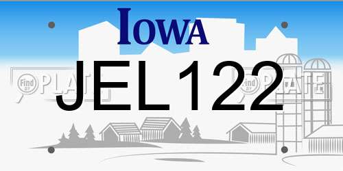 JEL122 Iowa License Plate