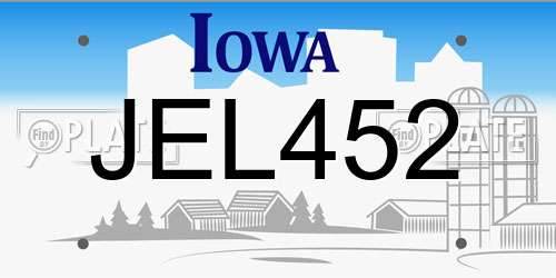 JEL452 Iowa License Plate