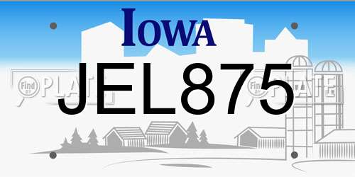JEL875 Iowa License Plate