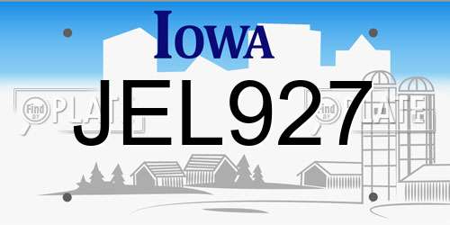 JEL927 Iowa License Plate