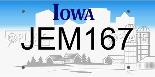 JEM167 Iowa License Plate