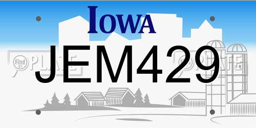 JEM429 Iowa License Plate