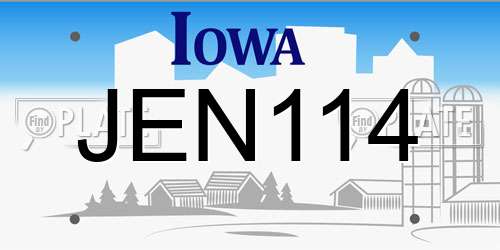 JEN114 Iowa License Plate