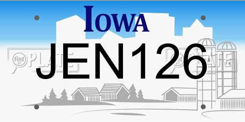 JEN126 Iowa License Plate