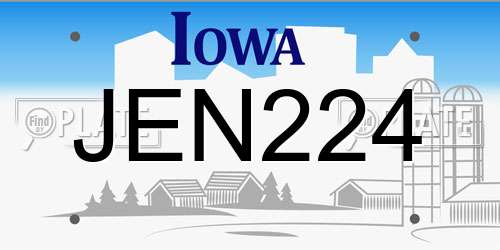 JEN224 Iowa License Plate