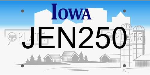 JEN250 Iowa License Plate
