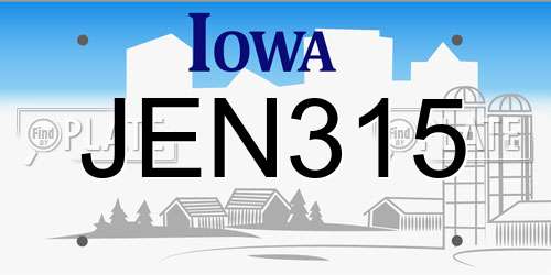 JEN315 Iowa License Plate