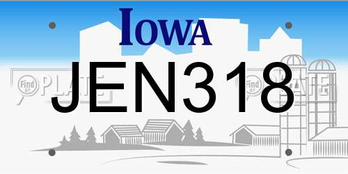 JEN318 Iowa License Plate