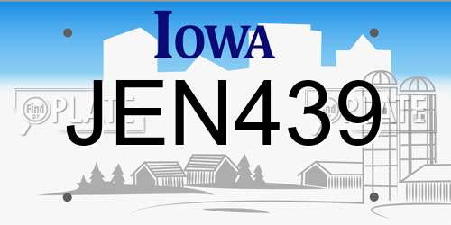 JEN439 Iowa License Plate