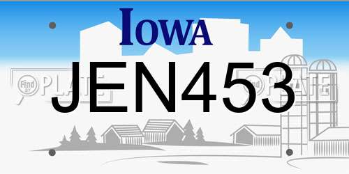 JEN453 Iowa License Plate