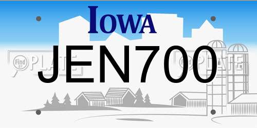 JEN700 Iowa License Plate