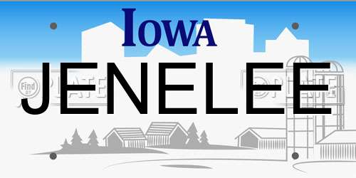 JENELEE Iowa License Plate