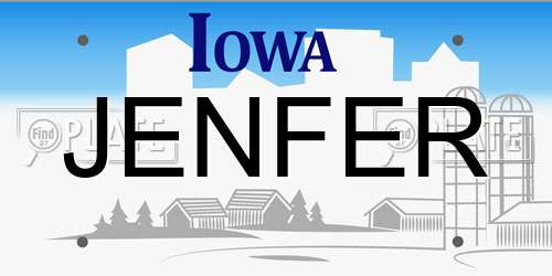 JENFER Iowa License Plate