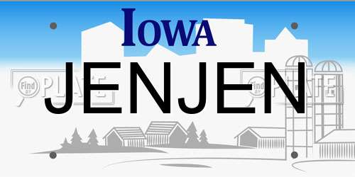 JENJEN Iowa License Plate