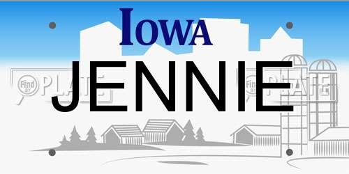 JENNIE Iowa License Plate