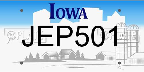 JEP501 Iowa License Plate