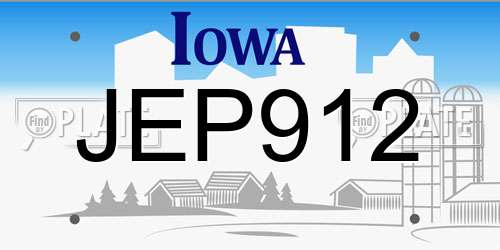 JEP912 Iowa License Plate