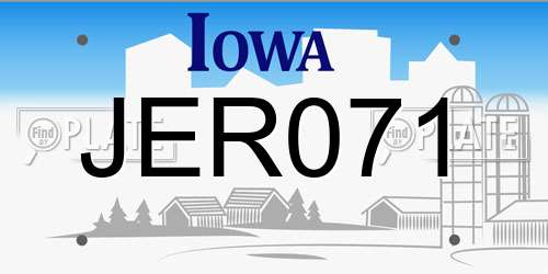 JER071 Iowa License Plate