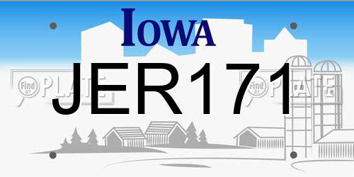 JER171 Iowa License Plate