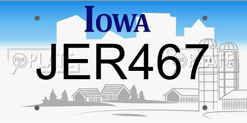 JER467 Iowa License Plate