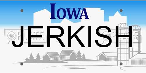 JERKISH Iowa License Plate