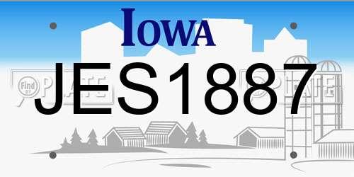 JES1887 Iowa License Plate