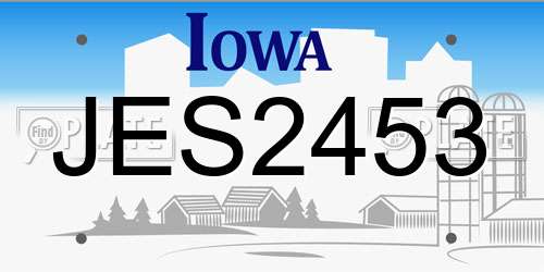 JES2453 Iowa License Plate